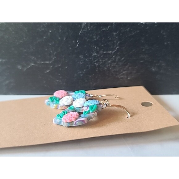 Polymer Clay Floral Dangling Pierced Earrings New - Picture 6 of 10